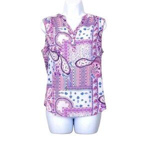 Cynthia Rowley Women's Pink, Purple, Blue & White paisley blouse Size S